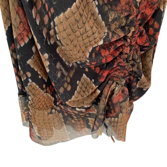 PrettyLittleThing Multi Mesh Snake Print Ruched Bodycon Dress Size 6 NWT - Picture 9 of 11